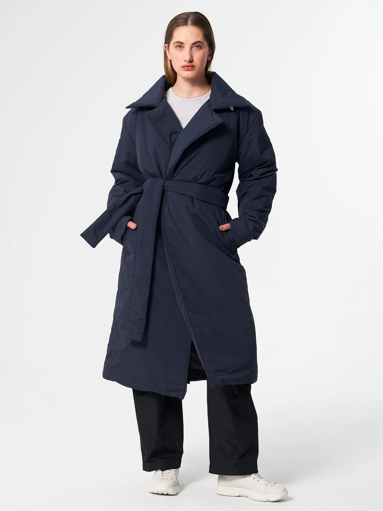 Pinqponq Padded Trench Coat - Fjord Navy (Unisex) 3 Pinqponq Padded Trench Coat - Fjord Navy (Unisex)