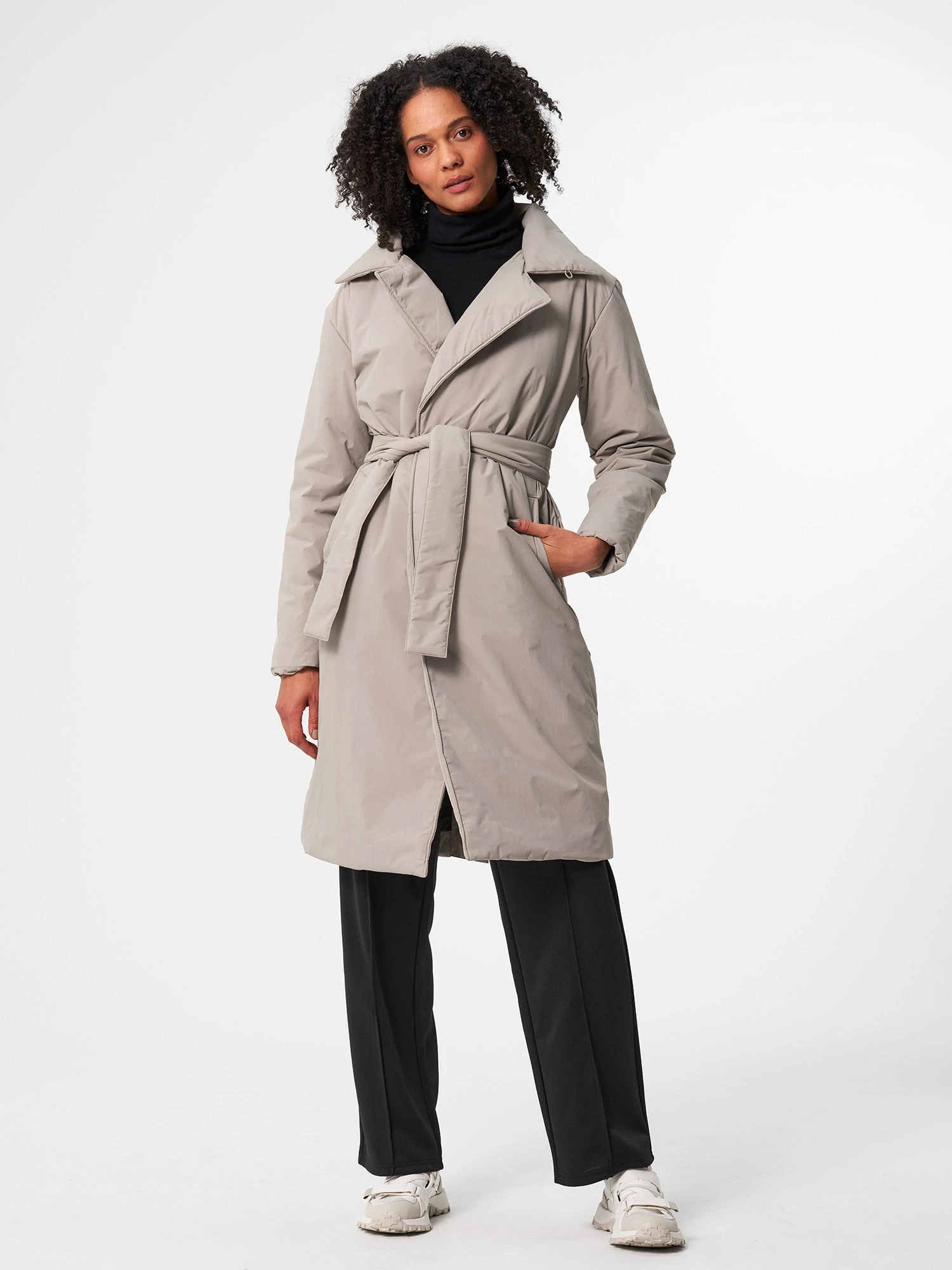 Pinqponq Padded Trench Coat - Cement Taupe (Unisex) 3 Pinqponq Padded Trench Coat - Cement Taupe (Unisex)